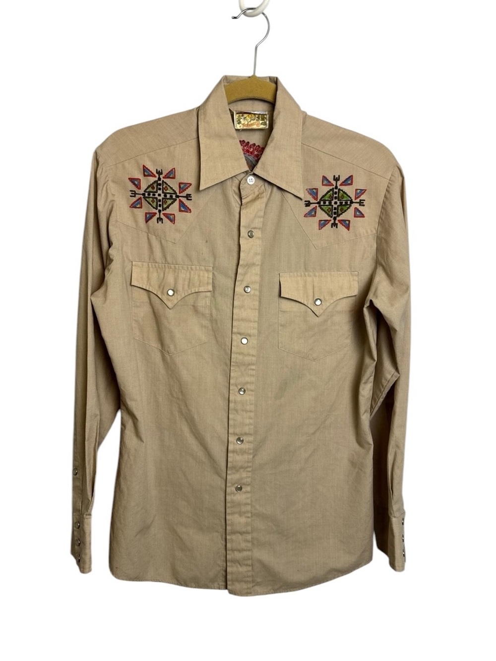 Rocking K ranchwear Medium button down pearl snap painted western shirt medium